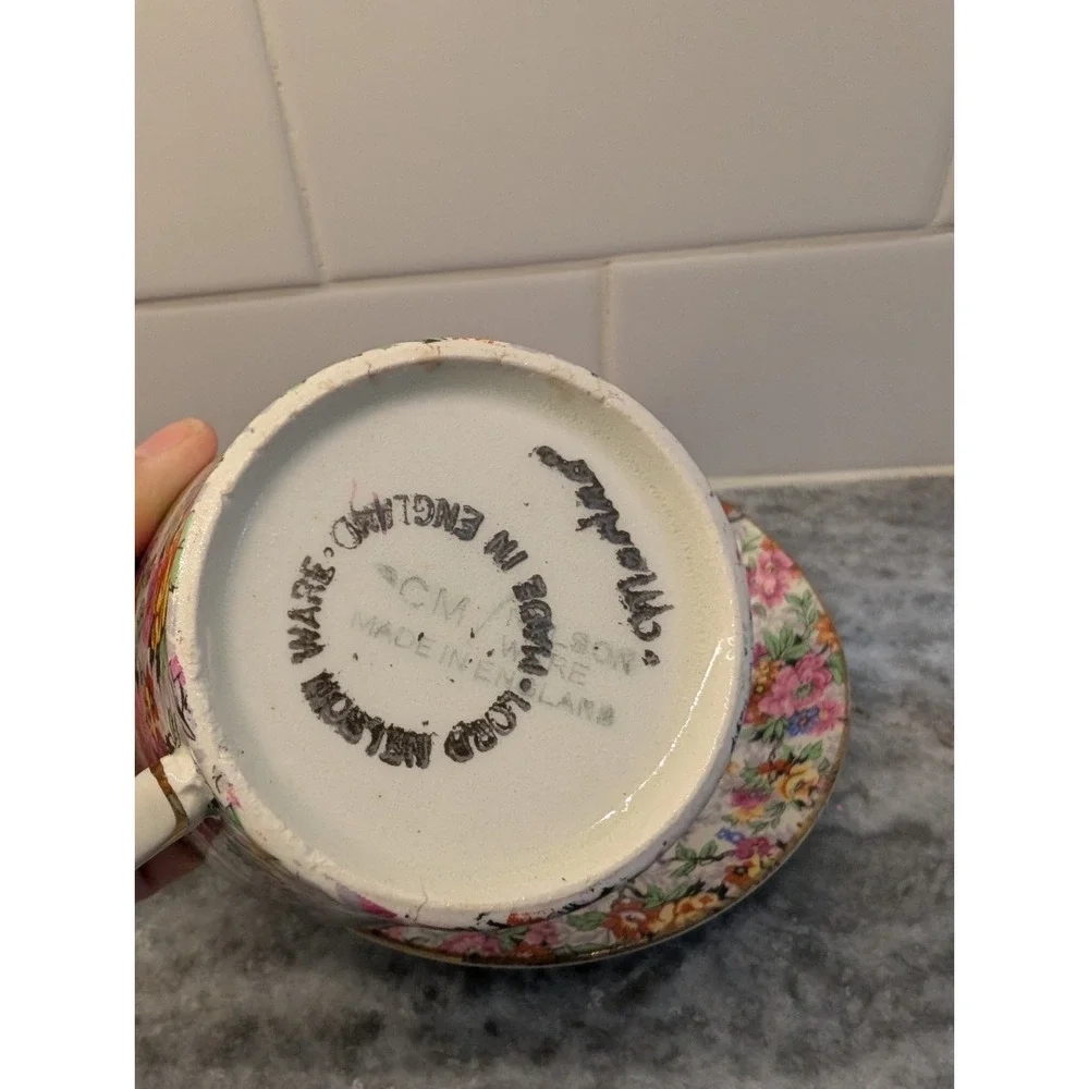 Vintage Lord‎ Nelson Marina Pattern Chintz Cup & Saucer Set Of 2 Made in England
